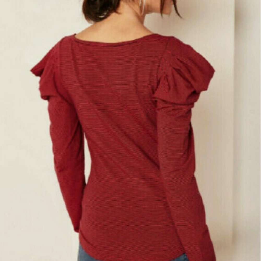 Free People Penelope Puff Sleeve Red Top size M - Picture 2 of 12